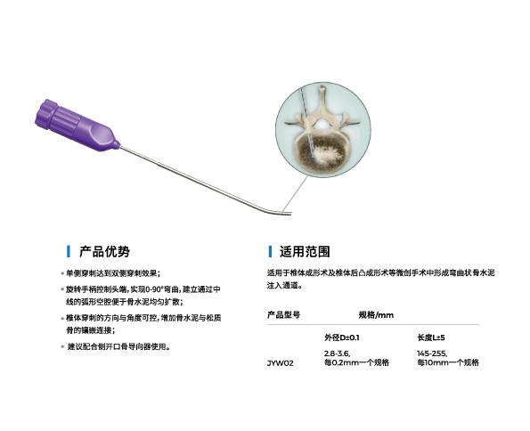 可弯曲骨水泥注入导引器